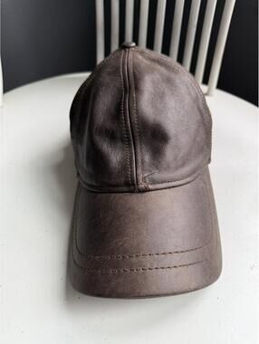 Scala Chocolate Brown Leather Baseball Cap